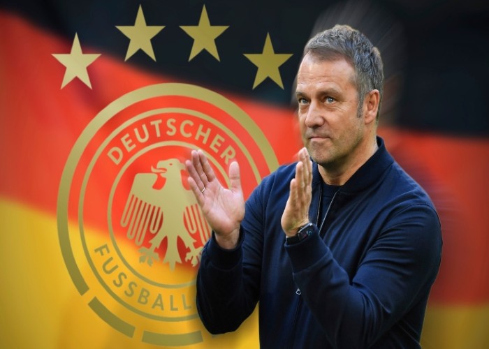 PHOTOMONTAGE: Designated national coach Flick on talks with DFB: IT'S ABOUT THE SMALL THINGS. Archive photo: Hans Dieter Flick (Hansi, coach FC Bayern Munich), gesture, gives instructions, single image, trimmed single motif, half figure, half figure. Soccer 1st Bundesliga season 2020/2021, 34th matchday, matchday34, FC Bayern Munich - FC Augsburg 5-2 on May 22nd, 2021 in Muenchen ALLIANZ ARENA.