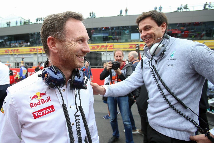 SPIELBERG,AUSTRIA,03.JUL.16 - MOTORSPORTS, FORMULA 1 - Grand Prix of Austria, Red Bull Ring. Image shows team principal Christian Horner (Red Bull Racing) and executive director Toto Wolff (Mercedes GP)