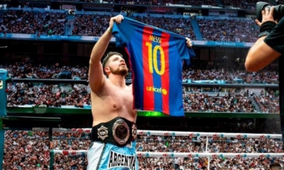 «Ξύπνησαν... μνήμες από το 2017»: Αργεντίνος νίκησε αγώνα πυγμαχίας στο Μπερναμπέου και έδειξε τη φανέλα του Μέσι! (video)